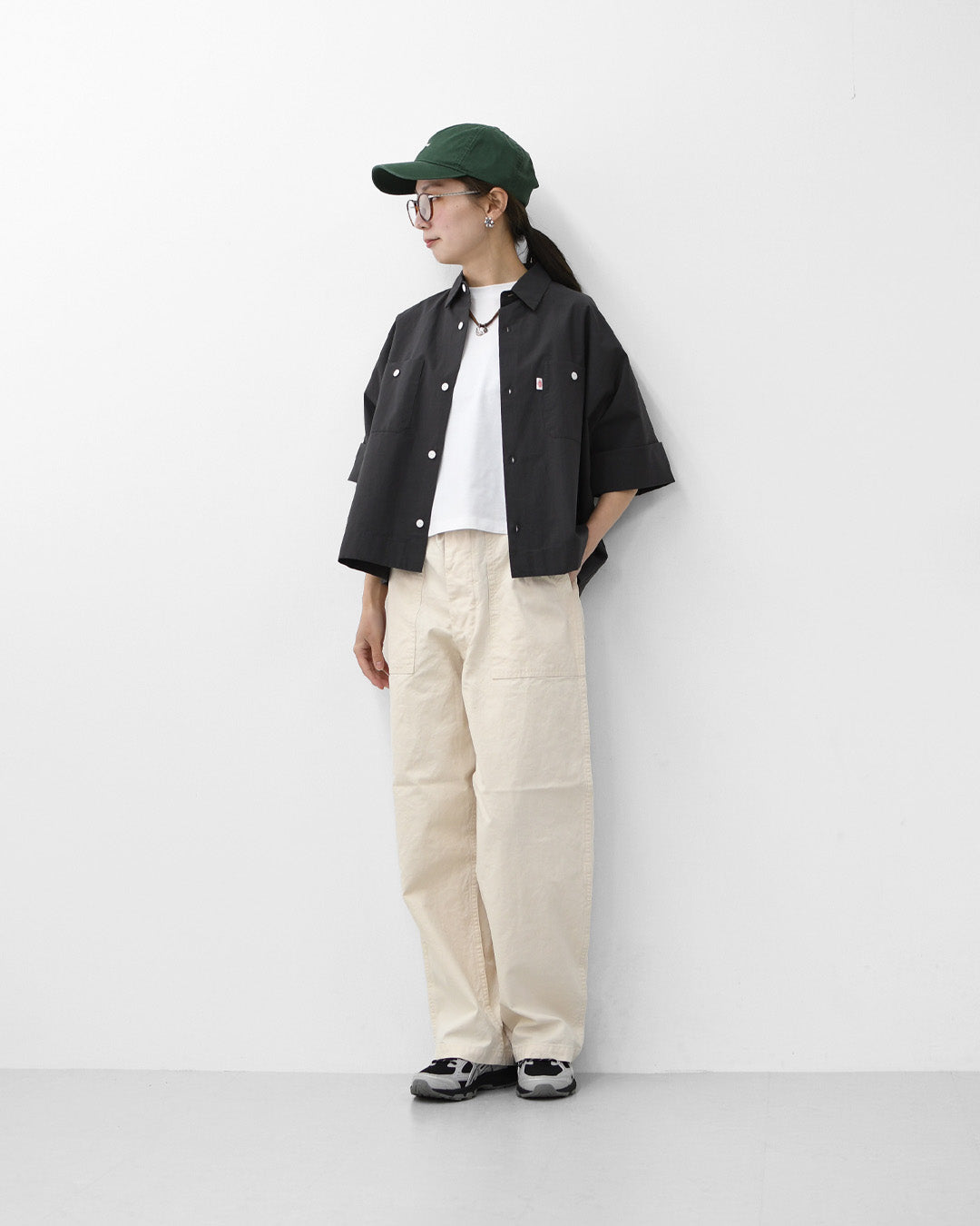 DANTON [ダントン]W COTTON DOLMAN WORK SHIRT[DT-B0345SOD] ダブル コットン ドルマン ワーク シャツ・ドルマンスリーブ・ワークシャツ・コットンポプリン・ダブルポケット・半袖シャツ・ゆったりシルエット・LADY'S [2026SS]