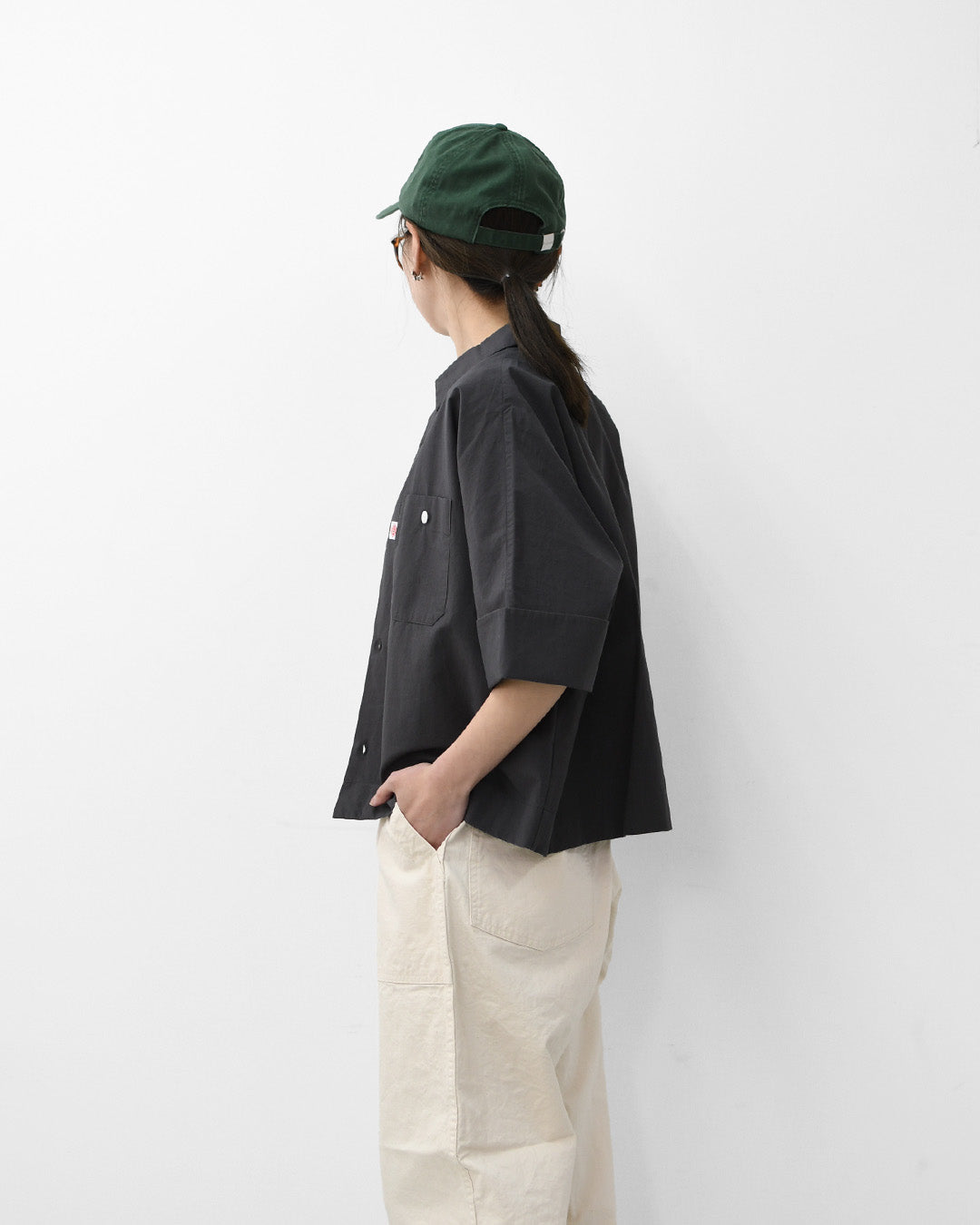 DANTON [ダントン]W COTTON DOLMAN WORK SHIRT[DT-B0345SOD] ダブル コットン ドルマン ワーク シャツ・ドルマンスリーブ・ワークシャツ・コットンポプリン・ダブルポケット・半袖シャツ・ゆったりシルエット・LADY'S [2026SS]
