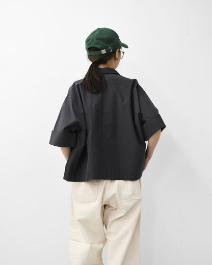 DANTON [ダントン]W COTTON DOLMAN WORK SHIRT[DT-B0345SOD] ダブル コットン ドルマン ワーク シャツ・ドルマンスリーブ・ワークシャツ・コットンポプリン・ダブルポケット・半袖シャツ・ゆったりシルエット・LADY'S [2026SS]