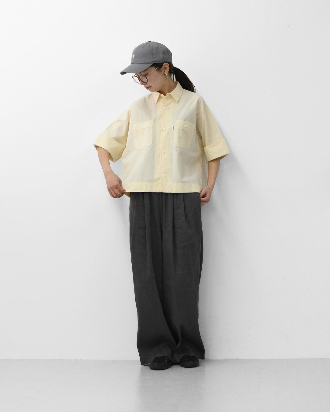 DANTON [ダントン]W COTTON DOLMAN WORK SHIRT[DT-B0345SOD] ダブル コットン ドルマン ワーク シャツ・ドルマンスリーブ・ワークシャツ・コットンポプリン・ダブルポケット・半袖シャツ・ゆったりシルエット・LADY'S [2026SS]