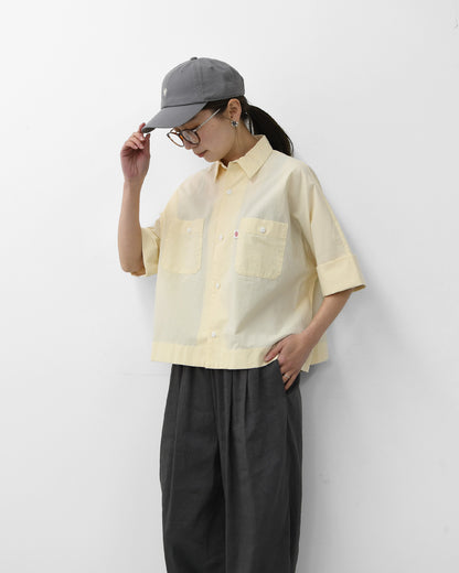 DANTON [ダントン]W COTTON DOLMAN WORK SHIRT[DT-B0345SOD] ダブル コットン ドルマン ワーク シャツ・ドルマンスリーブ・ワークシャツ・コットンポプリン・ダブルポケット・半袖シャツ・ゆったりシルエット・LADY'S [2026SS]