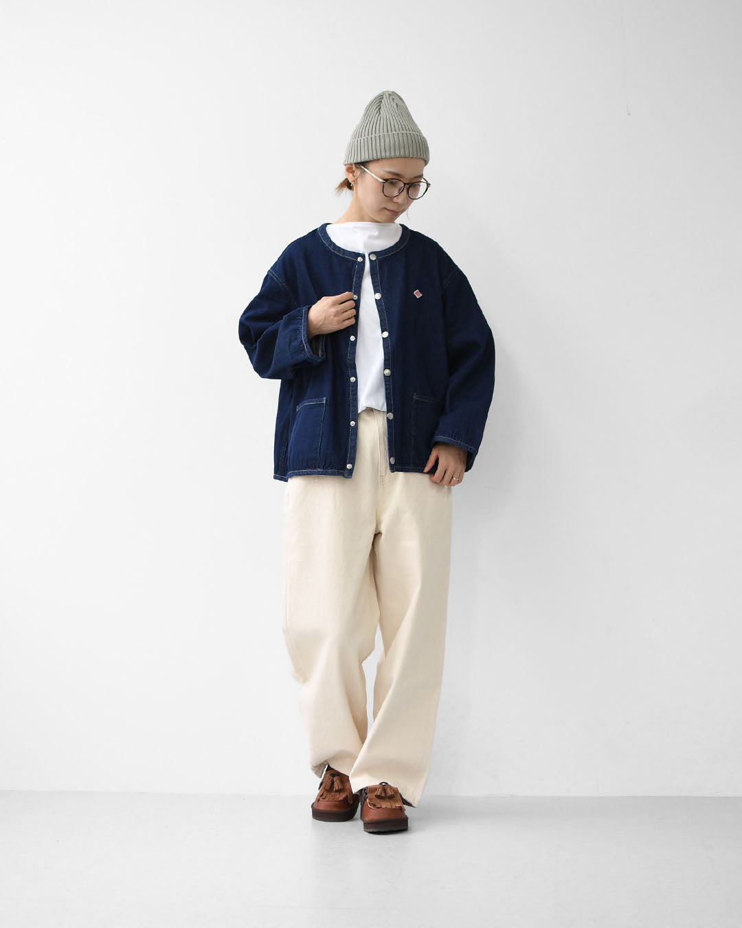 DANTON [ダントン] W DENIM COLLARLESS JACKET [DT-B0397DNS] デニムカラーレスジャケット [2025AW]