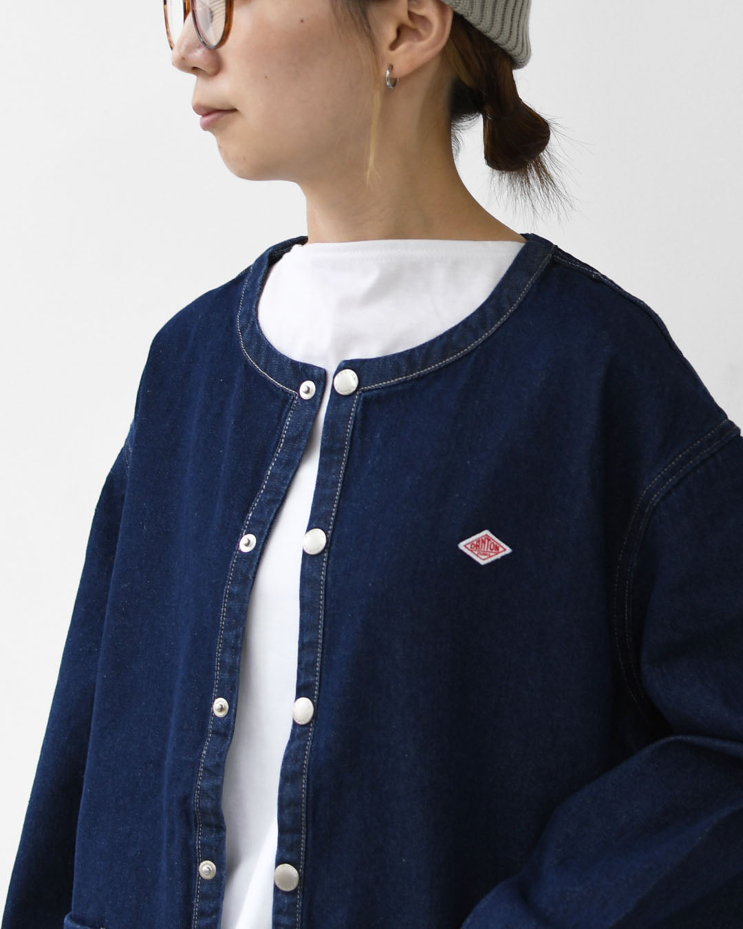 DANTON [ダントン] W DENIM COLLARLESS JACKET [DT-B0397DNS] デニムカラーレスジャケット [2025AW]