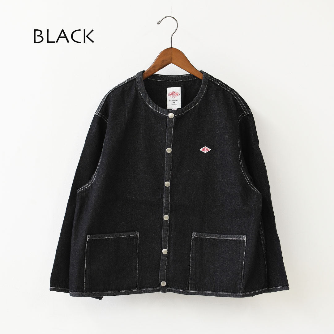 DANTON [ダントン] W Cotton Denim Collarless Jacket [DT-B0397SOU] コットンデニムカラーレスジャケット・デニムカバーオール・デニムジャケット・ダンガリー・ワークブルゾン・シャツジャケット・ヴィンテージ感・LADY'S [2026AW]