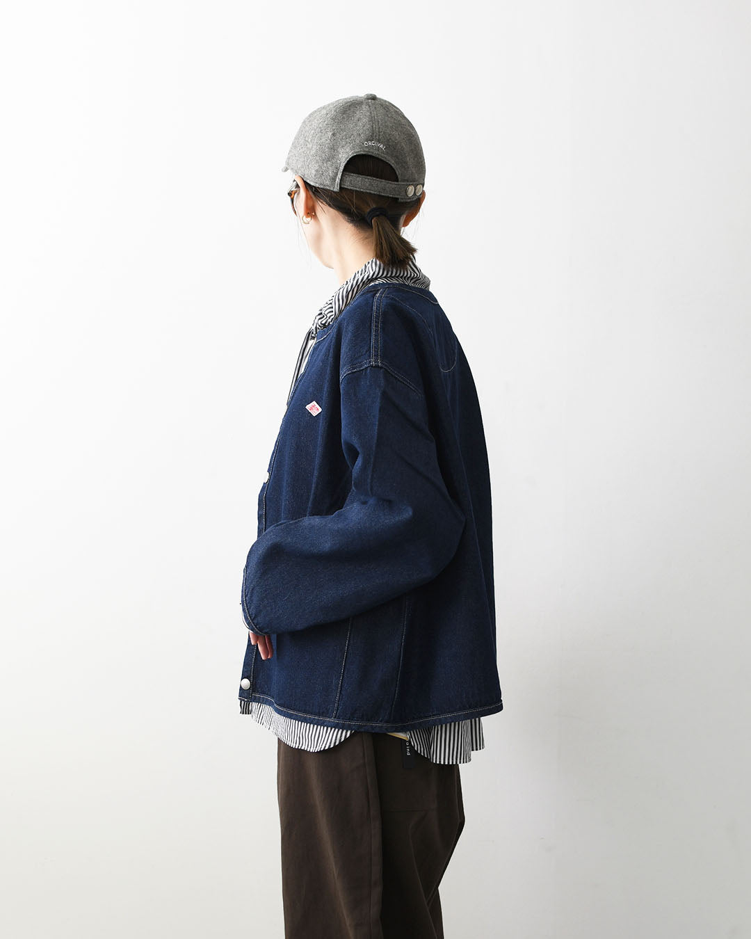 DANTON [ダントン] W Cotton Denim Collarless Jacket [DT-B0397SOU] コットンデニムカラーレスジャケット・デニムカバーオール・デニムジャケット・ダンガリー・ワークブルゾン・シャツジャケット・ヴィンテージ感・LADY'S [2026AW]