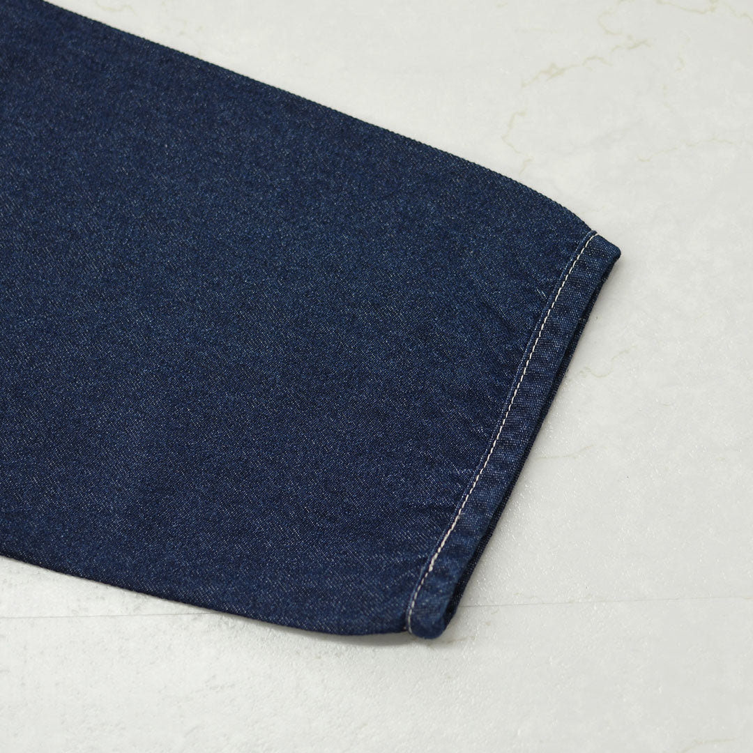 DANTON [ダントン] W Cotton Denim Collarless Jacket [DT-B0397SOU] コットンデニムカラーレスジャケット・デニムカバーオール・デニムジャケット・ダンガリー・ワークブルゾン・シャツジャケット・ヴィンテージ感・LADY'S [2026AW]