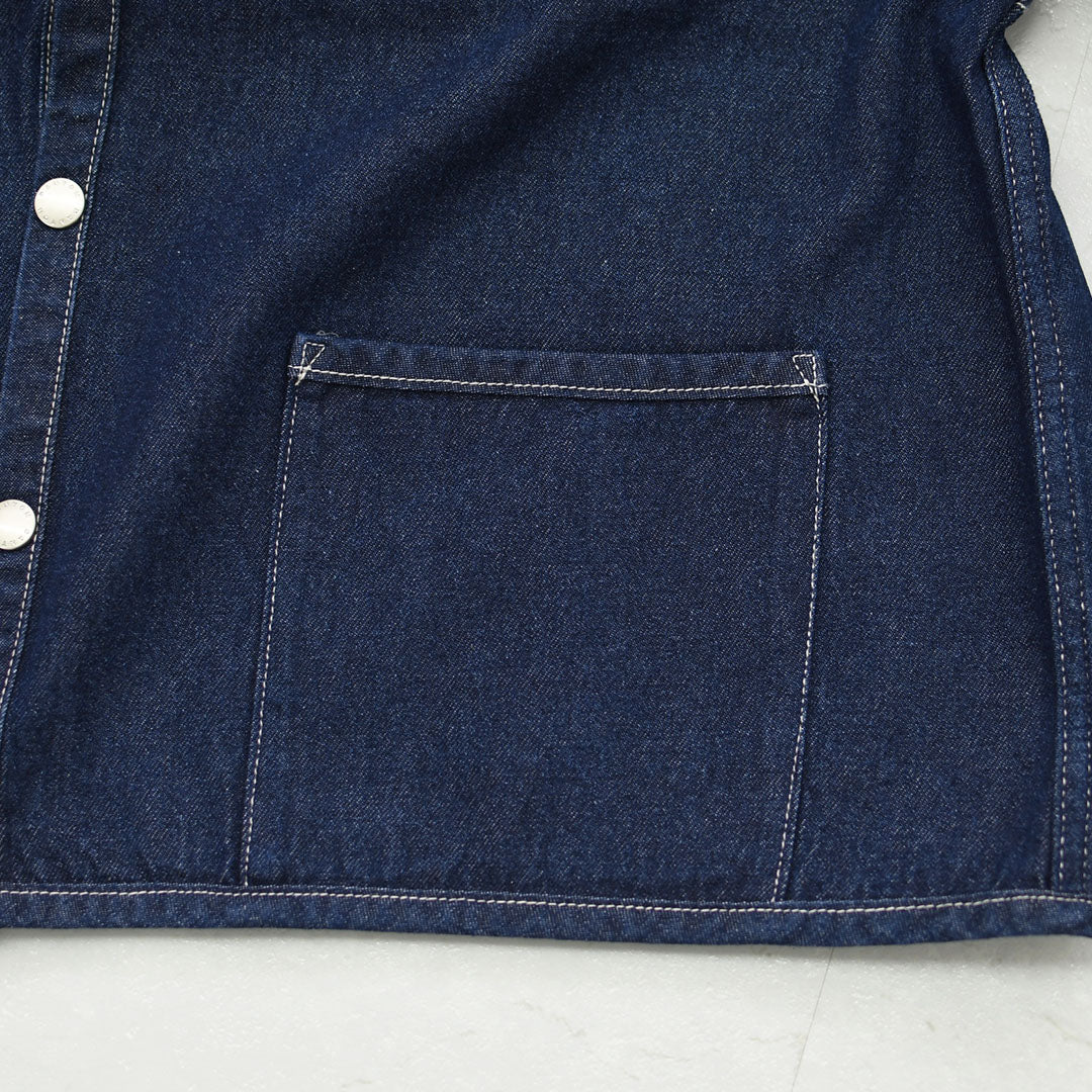 DANTON [ダントン] W Cotton Denim Collarless Jacket [DT-B0397SOU] コットンデニムカラーレスジャケット・デニムカバーオール・デニムジャケット・ダンガリー・ワークブルゾン・シャツジャケット・ヴィンテージ感・LADY'S [2026AW]