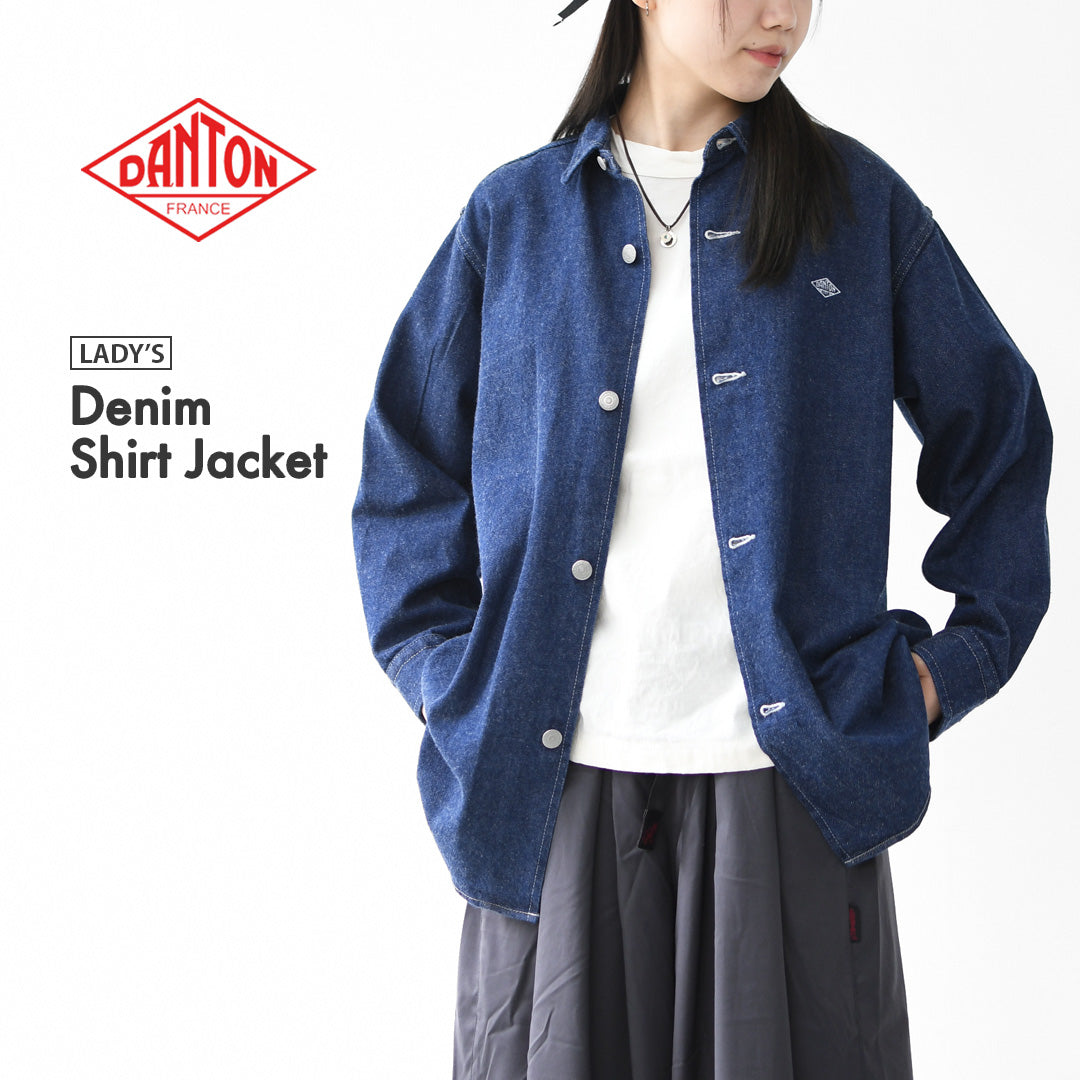 DANTON [ダントン] W Denim Shirt Jacket [DT-B0433KDM] デニムシャツジャケット・レギュラーカラー・ダンガリー・ワークブルゾン・ヴィンテージ感・LADY'S [2026SS]