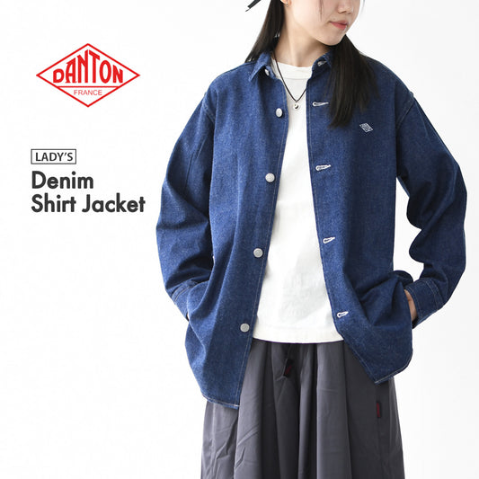 DANTON [ダントン] W Denim Shirt Jacket [DT-B0433KDM] デニムシャツジャケット・レギュラーカラー・ダンガリー・ワークブルゾン・ヴィンテージ感・LADY'S [2026SS]