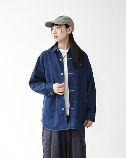 DANTON [ダントン] W Denim Shirt Jacket [DT-B0433KDM] デニムシャツジャケット・レギュラーカラー・ダンガリー・ワークブルゾン・ヴィンテージ感・LADY'S [2026SS]