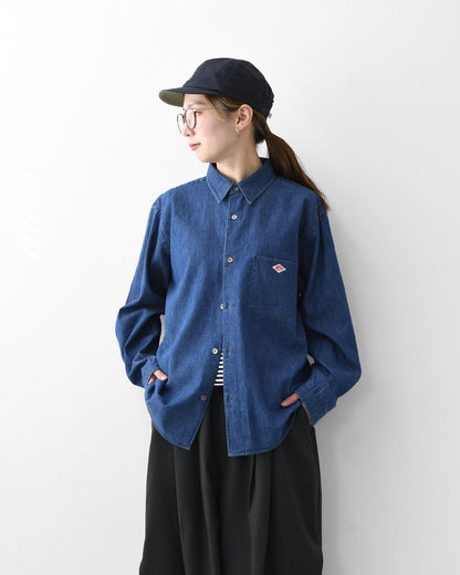 DANTON [ダントン] W Denim Dungaree Classic Collar Shirt [DT-B0442DUG] デニムダンガリークラシックカラーシャツ・デニムシャツ・ダンガリーシャツ・長袖・レギュラーカラー・LADY'S [2026SS]