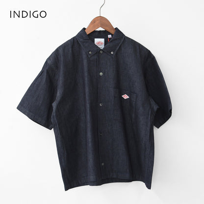 DANTON [ダントン] B.D. SHORT SHIRT S/S [DT-B0443DUG] B.D.ショートシャツ ショートスリーブ・デニムシャツ・ライトデニムシャツ・ダンガリーシャツ・ボタンダウンシャツ・半袖シャツ・ゆったりシルエット・LADY'S [2026SS]