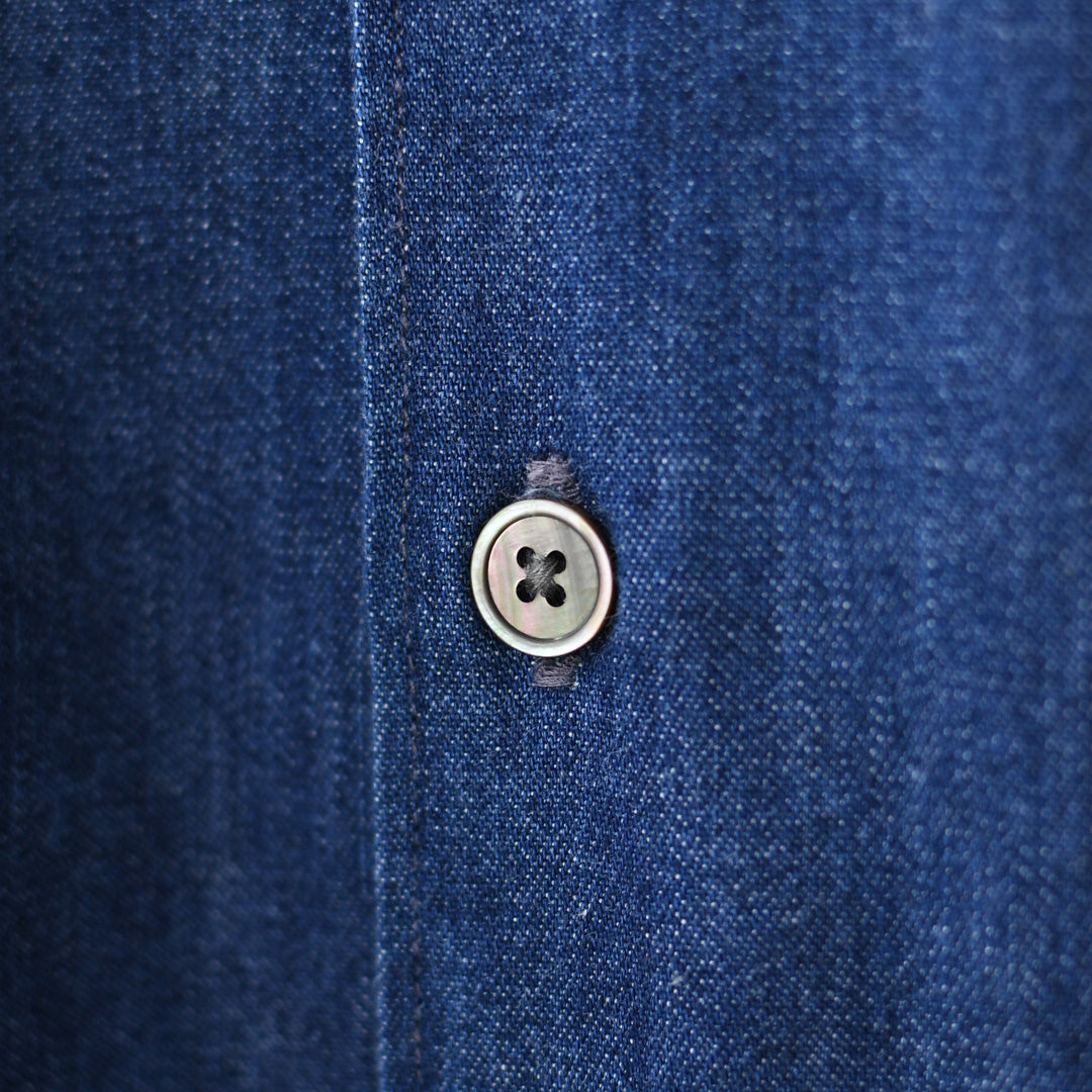 DANTON [ダントン] B.D. SHORT SHIRT S/S [DT-B0443DUG] B.D.ショートシャツ ショートスリーブ・デニムシャツ・ライトデニムシャツ・ダンガリーシャツ・ボタンダウンシャツ・半袖シャツ・ゆったりシルエット・LADY'S [2026SS]