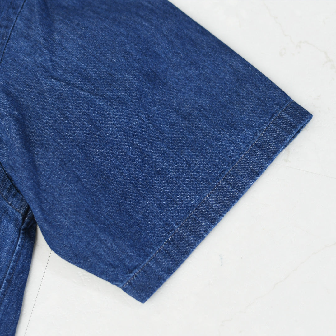 DANTON [ダントン] B.D. SHORT SHIRT S/S [DT-B0443DUG] B.D.ショートシャツ ショートスリーブ・デニムシャツ・ライトデニムシャツ・ダンガリーシャツ・ボタンダウンシャツ・半袖シャツ・ゆったりシルエット・LADY'S [2026SS]