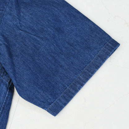 DANTON [ダントン] B.D. SHORT SHIRT S/S [DT-B0443DUG] B.D.ショートシャツ ショートスリーブ・デニムシャツ・ライトデニムシャツ・ダンガリーシャツ・ボタンダウンシャツ・半袖シャツ・ゆったりシルエット・LADY'S [2026SS]