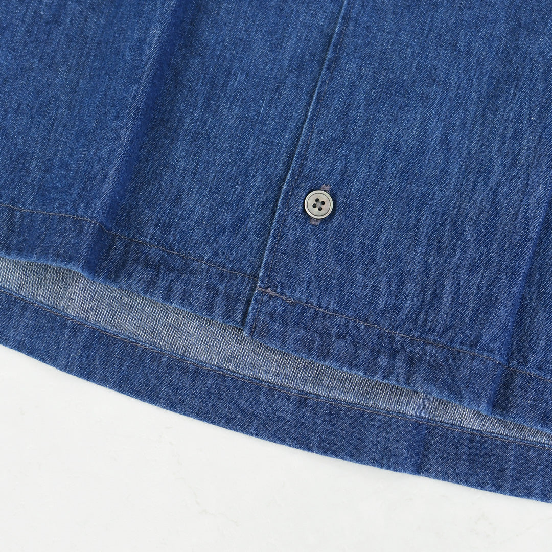 DANTON [ダントン] B.D. SHORT SHIRT S/S [DT-B0443DUG] B.D.ショートシャツ ショートスリーブ・デニムシャツ・ライトデニムシャツ・ダンガリーシャツ・ボタンダウンシャツ・半袖シャツ・ゆったりシルエット・LADY'S [2026SS]