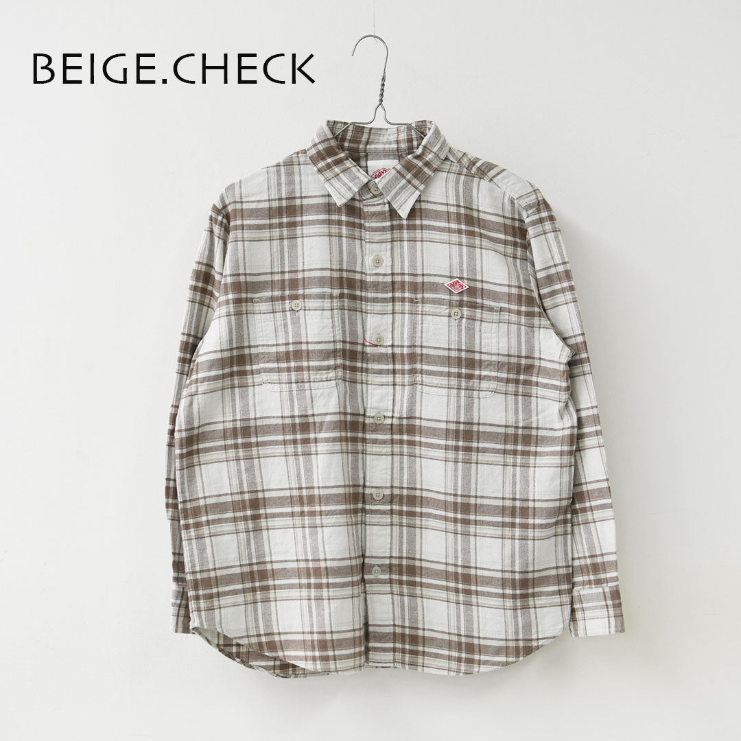 DANTON [ダントン] W Flannel Check Regular Collar Shirt [DT-B0476BNL] フランネルチェックレギュラーカラーシャツ・チェックシャツ・レギュラーカラーシャツ・フランネル素材・長袖・LADY'S [2026AW]