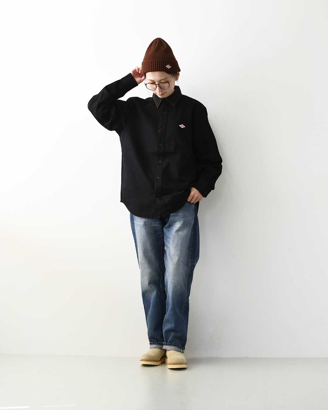 DANTON [ダントン] W Denim Corduroy Collar Shirt [DT-B0489SDM] デニムコーデュロイカラーシャツ・デニムシャツ・レギュラーカラーシャツ・コーデュロイ襟・長袖・ライトデニム・LADY'S [2026AW]