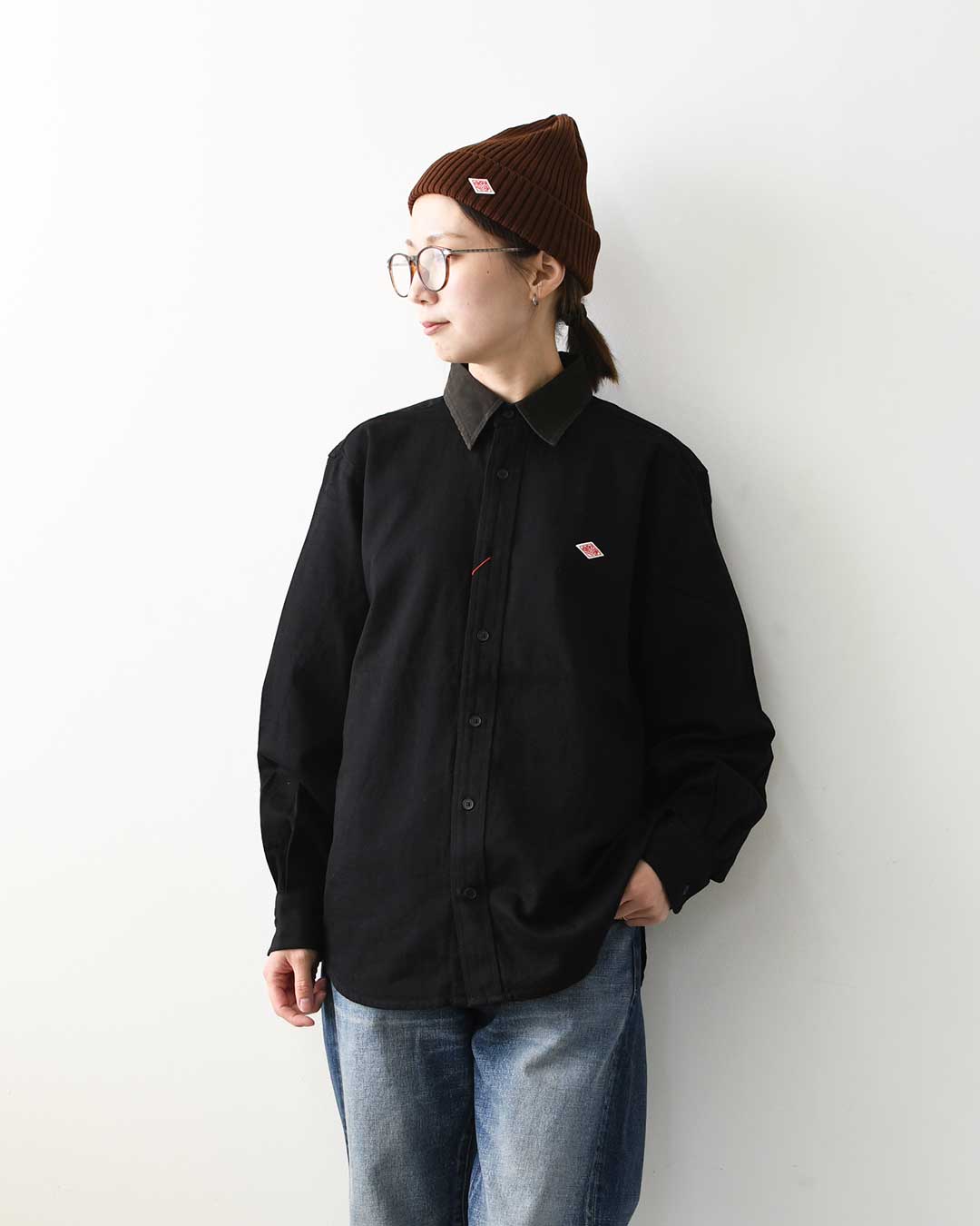 DANTON [ダントン] W Denim Corduroy Collar Shirt [DT-B0489SDM] デニムコーデュロイカラーシャツ・デニムシャツ・レギュラーカラーシャツ・コーデュロイ襟・長袖・ライトデニム・LADY'S [2026AW]