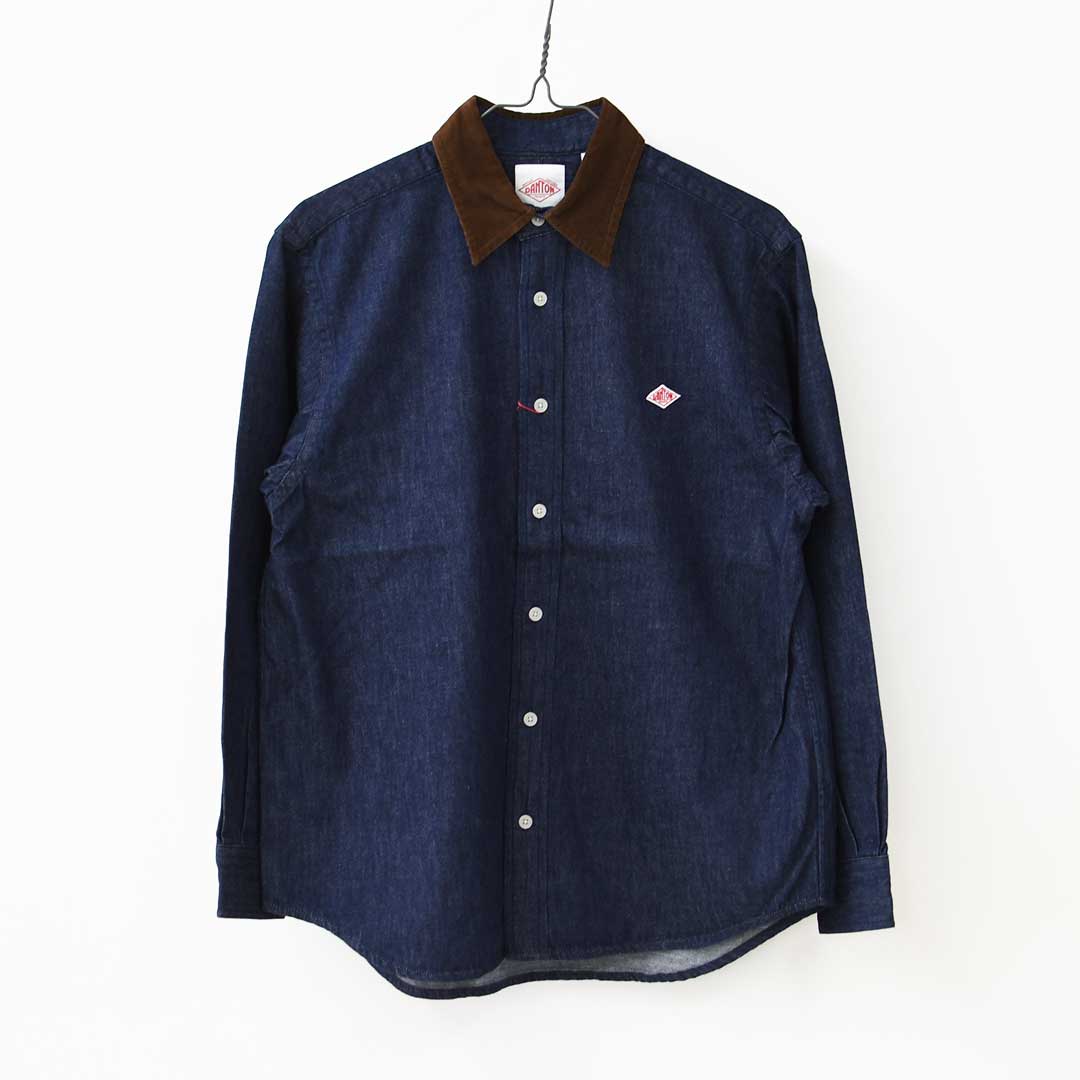 DANTON [ダントン] W Denim Corduroy Collar Shirt [DT-B0489SDM] デニムコーデュロイカラーシャツ・デニムシャツ・レギュラーカラーシャツ・コーデュロイ襟・長袖・ライトデニム・LADY'S [2026AW]