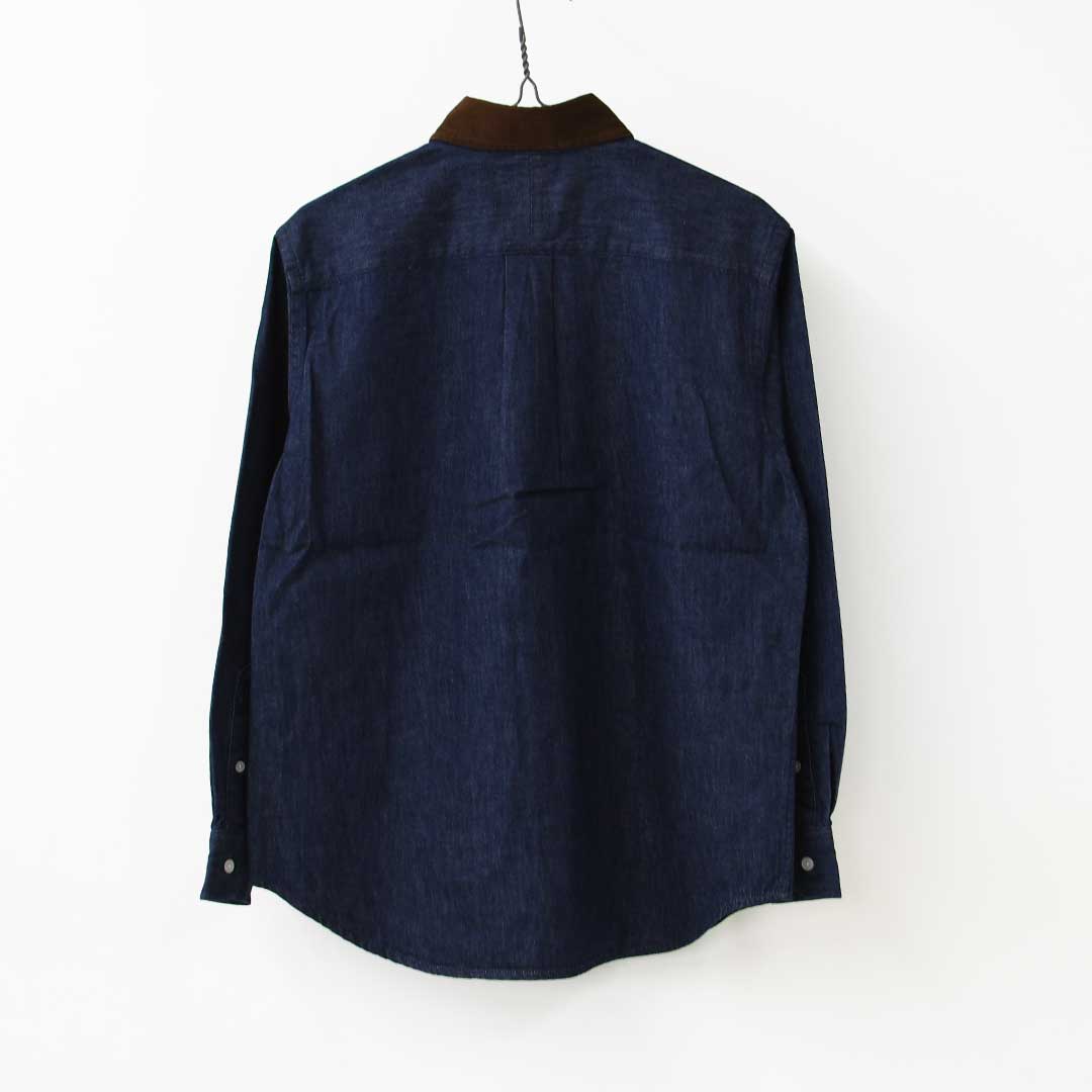 DANTON [ダントン] W Denim Corduroy Collar Shirt [DT-B0489SDM] デニムコーデュロイカラーシャツ・デニムシャツ・レギュラーカラーシャツ・コーデュロイ襟・長袖・ライトデニム・LADY'S [2026AW]