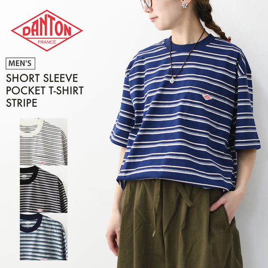 DANTON [ダントン] M SHORT SLEEVE POCKET T-SHIRT STRIPE [DT-C0198TCB-B] ショートスリーブポケットTシャツ ストライプ・MEN'S [2026SS]