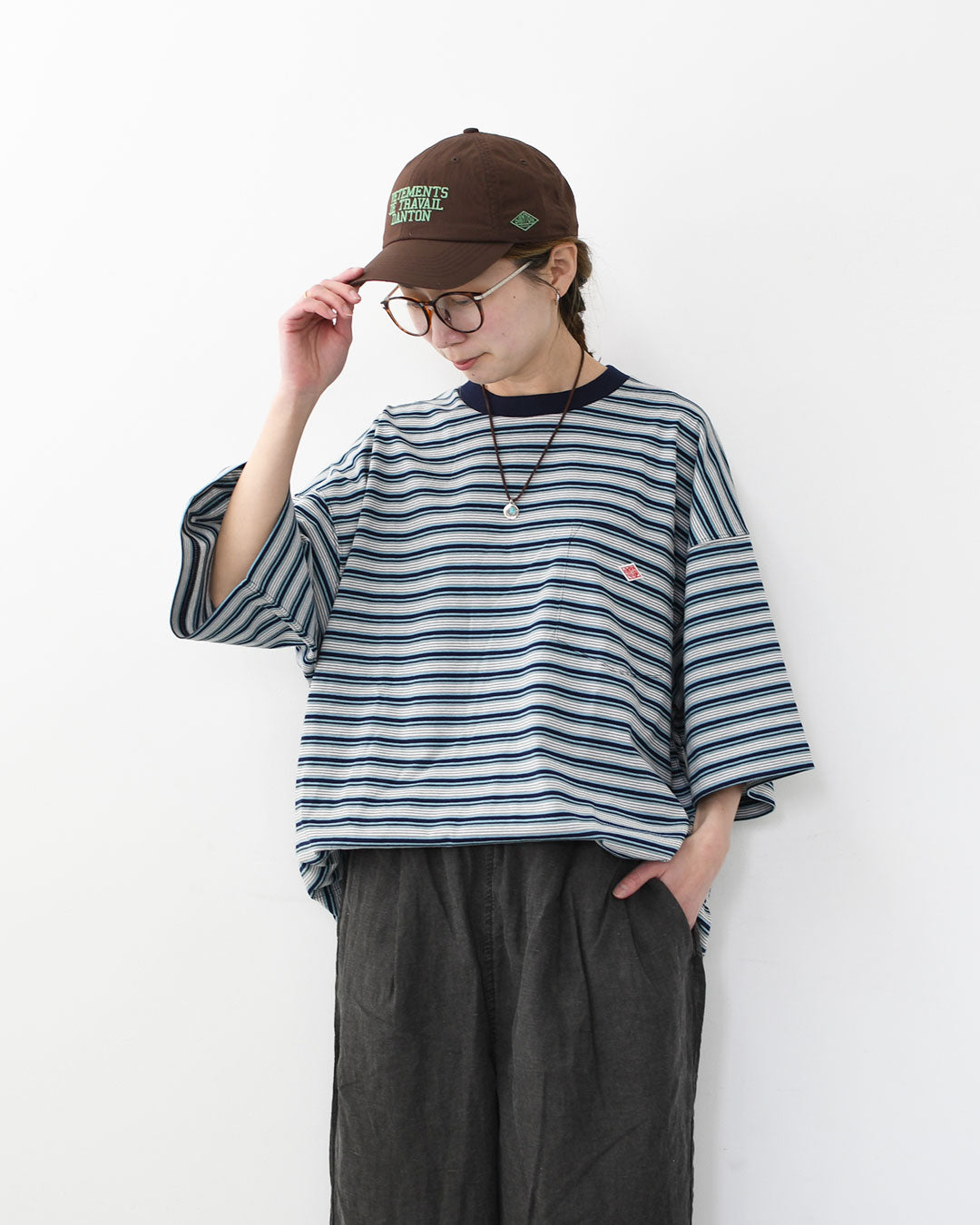 DANTON [ダントン] M BIG SILHOUETTE POCKET T-SHIRT STRIPE [DT-C0402TCB-B] ビッグシルエットポケットTシャツ ストライプ・MEN'S [2026SS]
