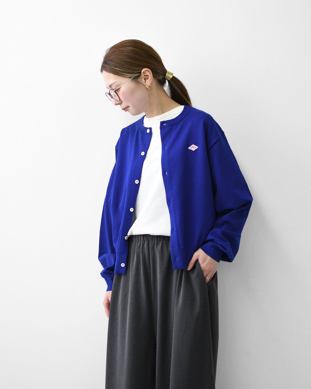 DANTON [ダントン] W Jersey Knit Crew Neck Cardigan [DT-D0137YSD] ジャージーニットクルーネックカーディガン・ニットカーディガン・ハイゲージニット・クルーネック・シンプル・ロゴ・LADY'S [2026SS]