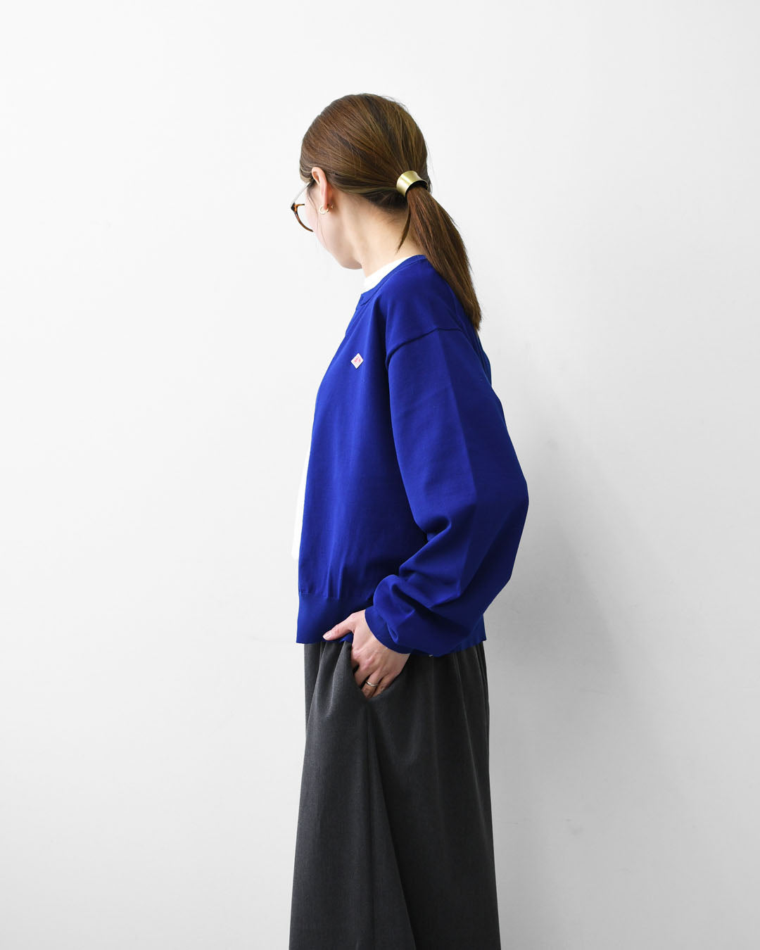 DANTON [ダントン] W Jersey Knit Crew Neck Cardigan [DT-D0137YSD] ジャージーニットクルーネックカーディガン・ニットカーディガン・ハイゲージニット・クルーネック・シンプル・ロゴ・LADY'S [2026SS]