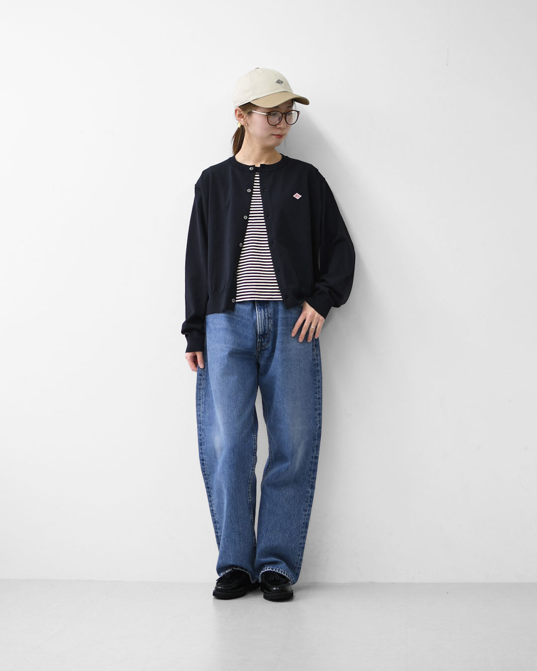 DANTON [ダントン] W Jersey Knit Crew Neck Cardigan [DT-D0137YSD] ジャージーニットクルーネックカーディガン・ニットカーディガン・ハイゲージニット・クルーネック・シンプル・ロゴ・LADY'S [2026SS]