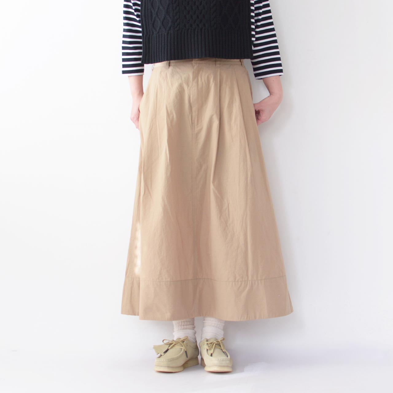 DANTON [ダントン] W N/C TUSSER DOUBLE PLEATED SKIRT [DT-F0049NCT] N/Cタッサーダブルプリーテッドスカート [2024SS]