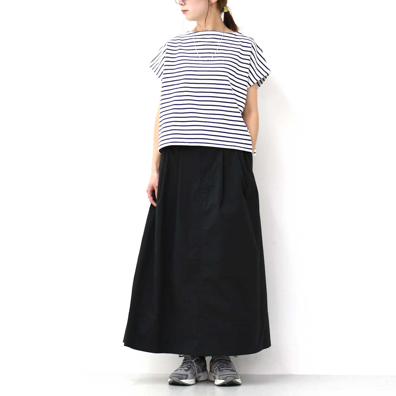DANTON [ダントン] W C/N TYPEWRITER 2TUCK SKIRT [DT-F0073NCP] C/Nタイプライター2タックスカート [2025SS]