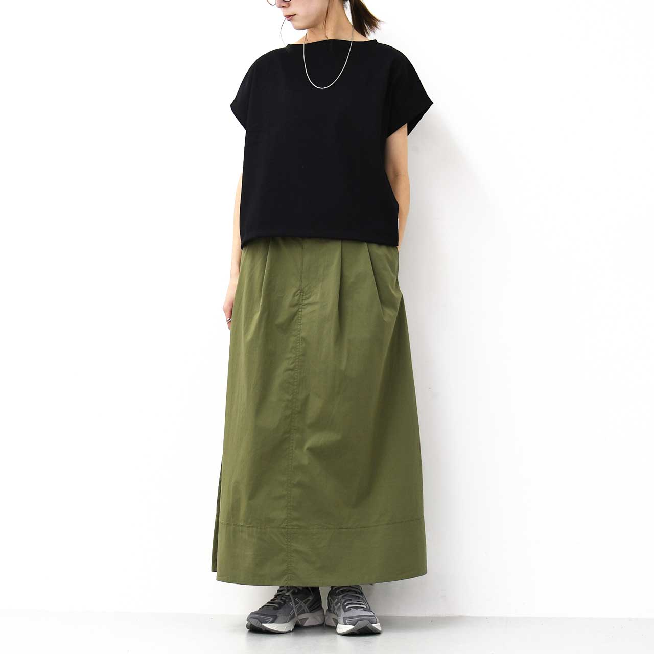 DANTON [ダントン] W C/N TYPEWRITER 2TUCK SKIRT [DT-F0073NCP] C/Nタイプライター2タックスカート [2025SS]