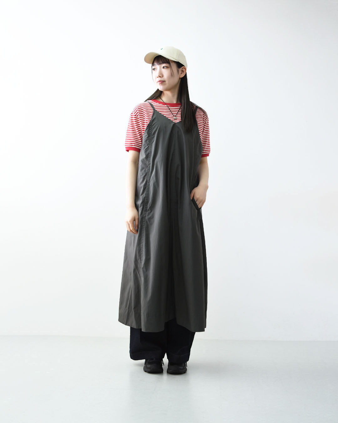 DANTON [ダントン] Women's Nylon Taffeta Camisole Dress [DT-G0114NSB] Aラインドレス・ナイロンタフタ・キャミソールワンピース・フレアーシルエット・LADY'S [2026SS]