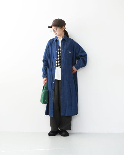 DANTON [ダントン] W Denim Dungaree Classic Collar Dress [DT-G0115DUG] デニムダンガリークラシックカラードレス・シャツワンピース・デニムシャツワンピース・レギュラーカラー・ダンガリー・LADY'S [2026SS]