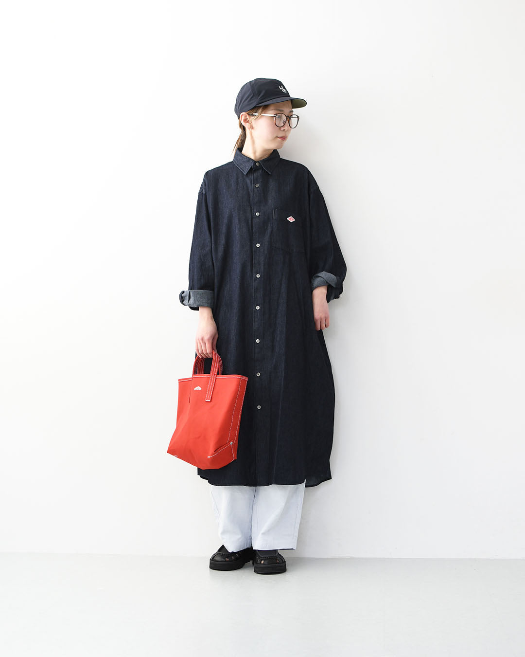 DANTON [ダントン] W Denim Dungaree Classic Collar Dress [DT-G0115DUG] デニムダンガリークラシックカラードレス・シャツワンピース・デニムシャツワンピース・レギュラーカラー・ダンガリー・LADY'S [2026SS]