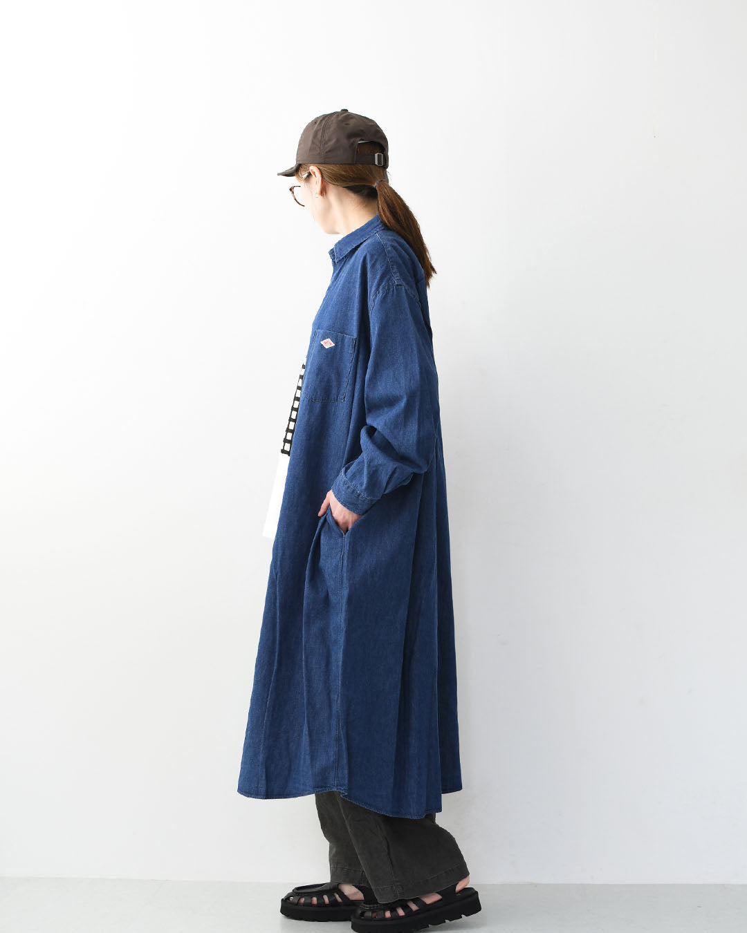 DANTON [ダントン] W Denim Dungaree Classic Collar Dress [DT-G0115DUG] デニムダンガリークラシックカラードレス・シャツワンピース・デニムシャツワンピース・レギュラーカラー・ダンガリー・LADY'S [2026SS]