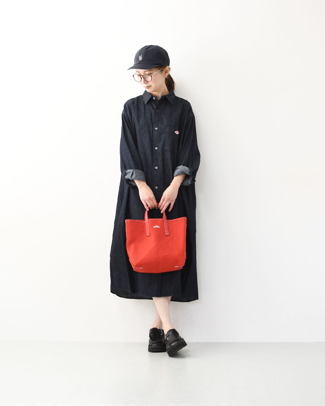 DANTON [ダントン] W Denim Dungaree Classic Collar Dress [DT-G0115DUG] デニムダンガリークラシックカラードレス・シャツワンピース・デニムシャツワンピース・レギュラーカラー・ダンガリー・LADY'S [2026SS]