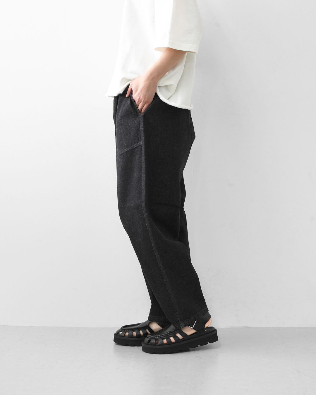 DANTON [ダントン] W Black Denim Easy Pants [JD-2540KBK] ブラックデニムイージーパンツ・リラックス・ゆったりシルエット・リラックスパンツ・ルーズデニム・LADY'S [2026SS]