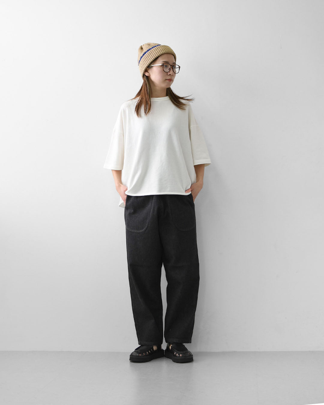 DANTON [ダントン] W Black Denim Easy Pants [JD-2540KBK] ブラックデニムイージーパンツ・リラックス・ゆったりシルエット・リラックスパンツ・ルーズデニム・LADY'S [2026SS]