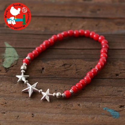 Sunku 39 [サンク] Star Beads Bracelet White Hearts Beads -RED- [SK-139-RED] スタービーズブレスレット[2022SS]