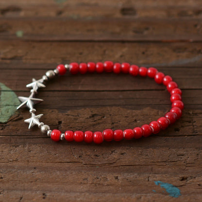 Sunku 39 [サンク] Star Beads Bracelet White Hearts Beads -RED- [SK-139-RED] スタービーズブレスレット[2022SS]