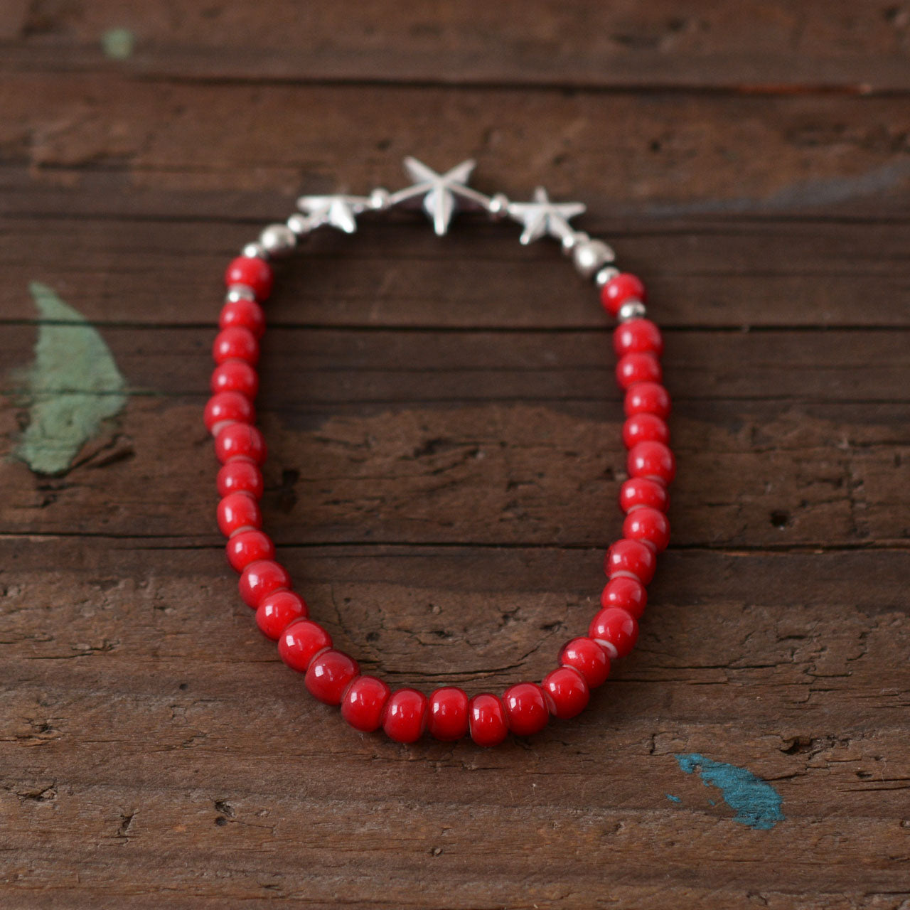 Sunku 39 [サンク] Star Beads Bracelet White Hearts Beads -RED- [SK-139-RED] スタービーズブレスレット[2022SS]