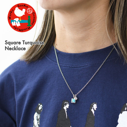 Sunku 39 [サンク] Square Turquoise Necklace [SK-182] スクエア ターコイズ ネックレス [2025SS]