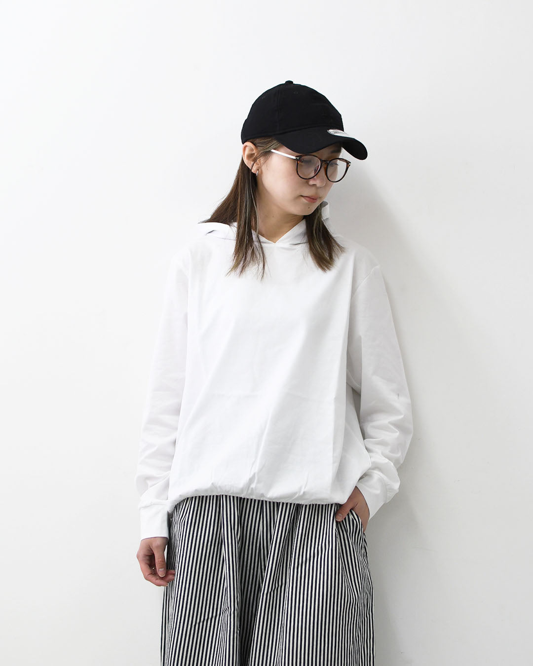 MidiUmi [ミディウミ] hooded pullover [1-71982761] フーデットプルオーバー・フード付きカットソー・ワイドシルエット・ゆったり・シンプル・インナー・トップス・LADY'S [2026SS]