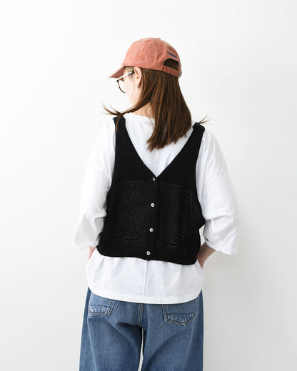 MidiUmi [ミディウミ] 2way needle work vest [1-720102] 2wayニードルワークベスト・ニット・綿ニット・ショート丈・LADY'S [2026SS]