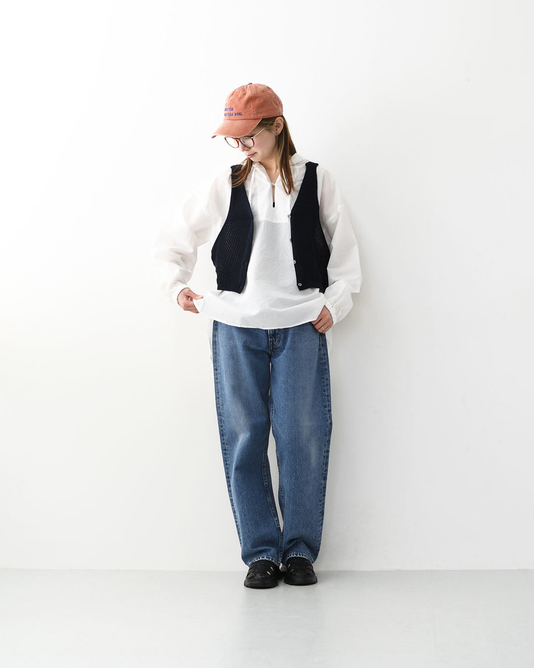 MidiUmi [ミディウミ] 2way needle work vest [1-720102] 2wayニードルワークベスト・ニット・綿ニット・ショート丈・LADY'S [2026SS]
