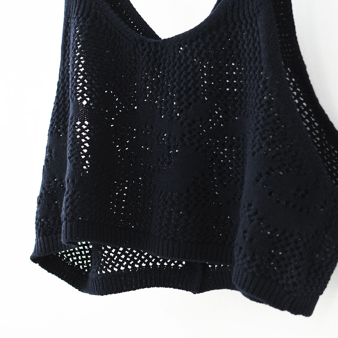 MidiUmi [ミディウミ] 2way needle work vest [1-720102] 2wayニードルワークベスト・ニット・綿ニット・ショート丈・LADY'S [2026SS]