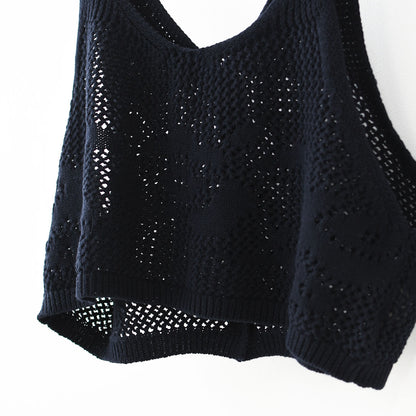 MidiUmi [ミディウミ] 2way needle work vest [1-720102] 2wayニードルワークベスト・ニット・綿ニット・ショート丈・LADY'S [2026SS]