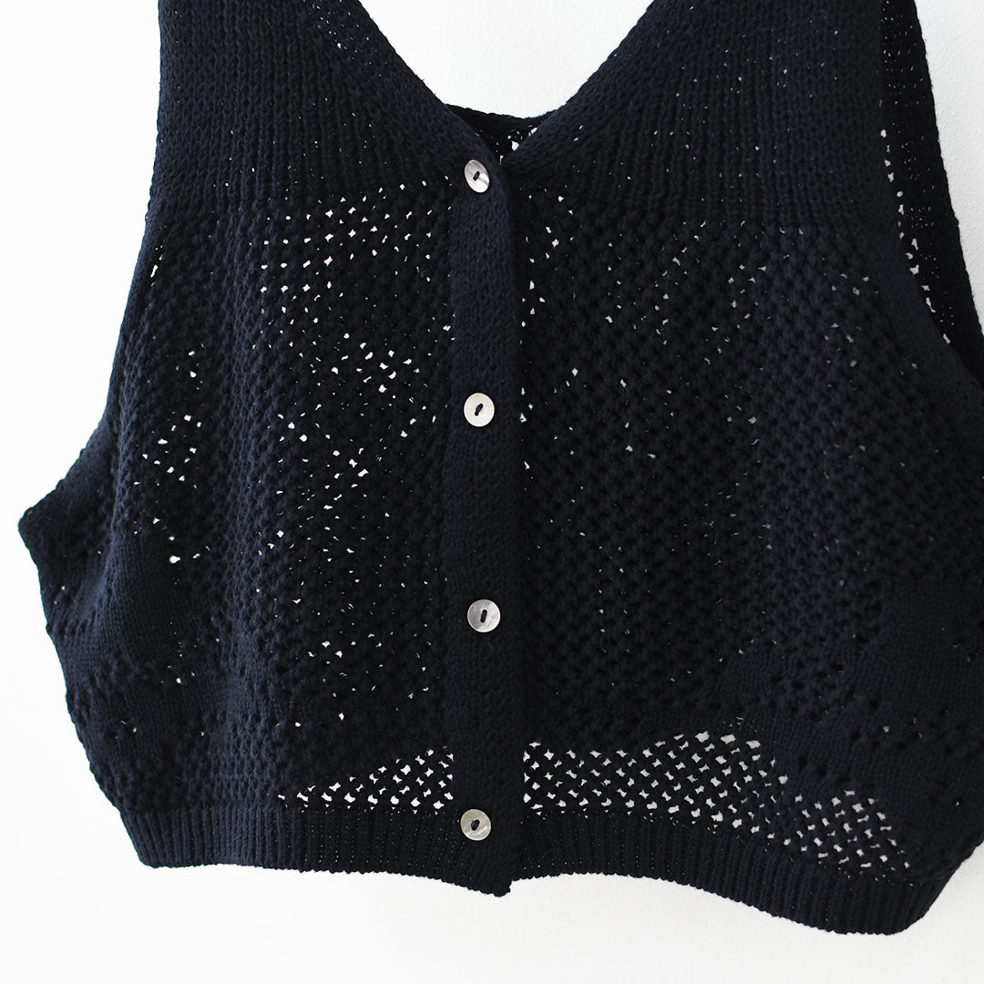 MidiUmi [ミディウミ] 2way needle work vest [1-720102] 2wayニードルワークベスト・ニット・綿ニット・ショート丈・LADY'S [2026SS]